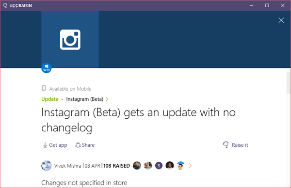 Instagram (Beta) | AppRaisin